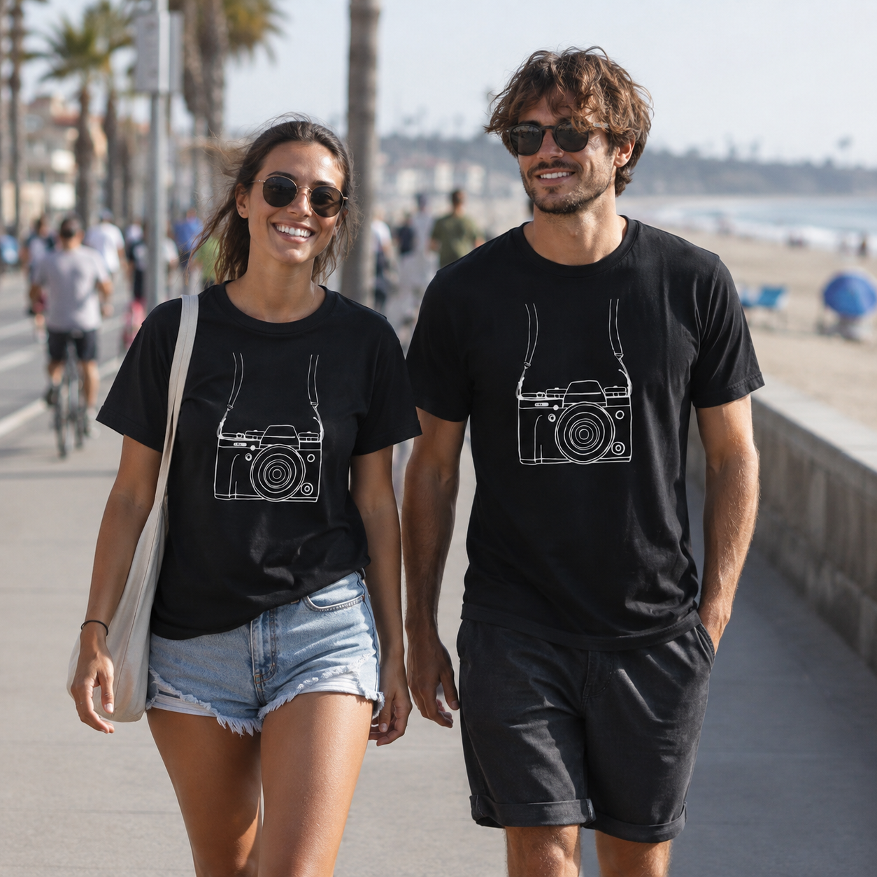Camera Line Art T-Shirt — Vintage Film Photographer Tee