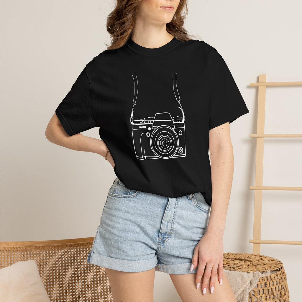 Camera Line Art T-Shirt — Vintage Film Photographer Tee